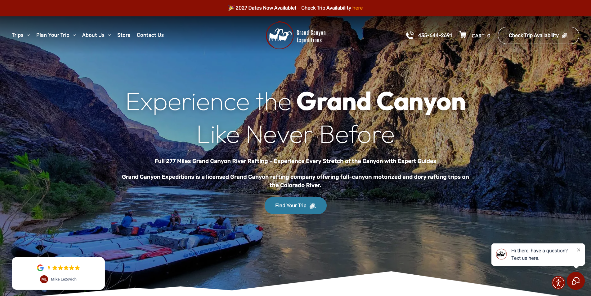 Grand Canyon Expeditions website screenshot