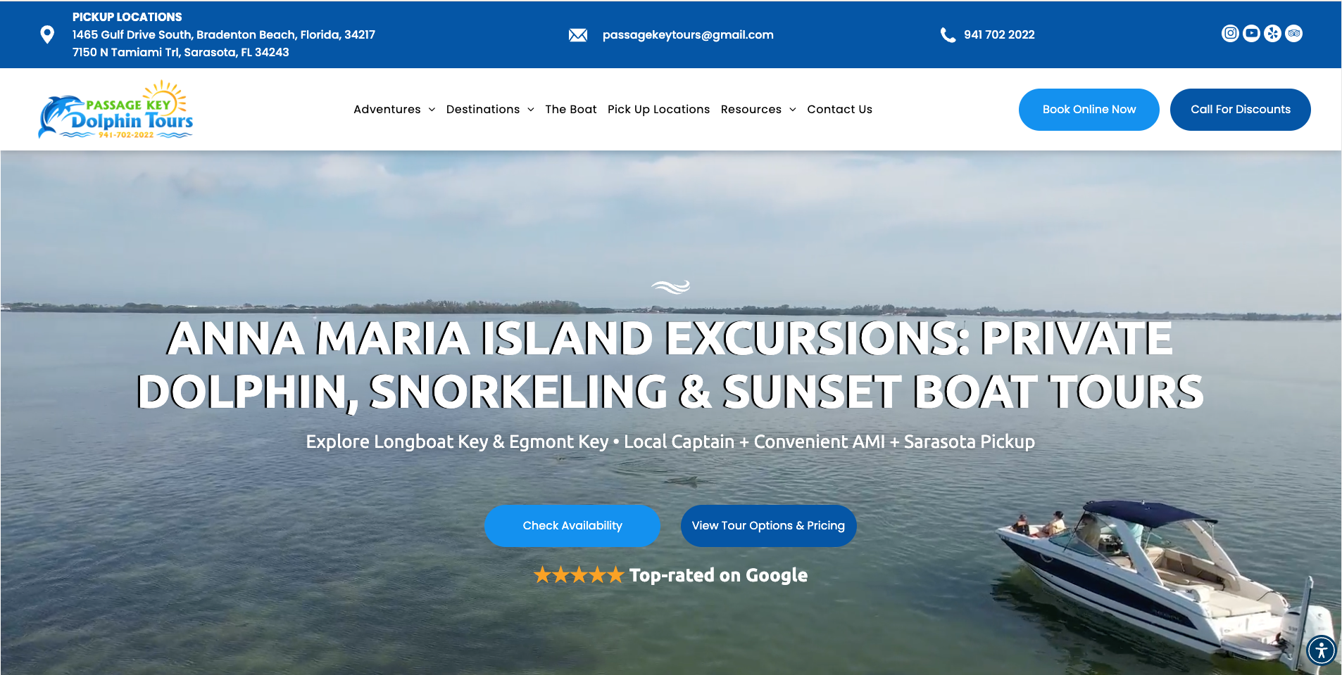 Passage Key Dolphin Tours website screenshot