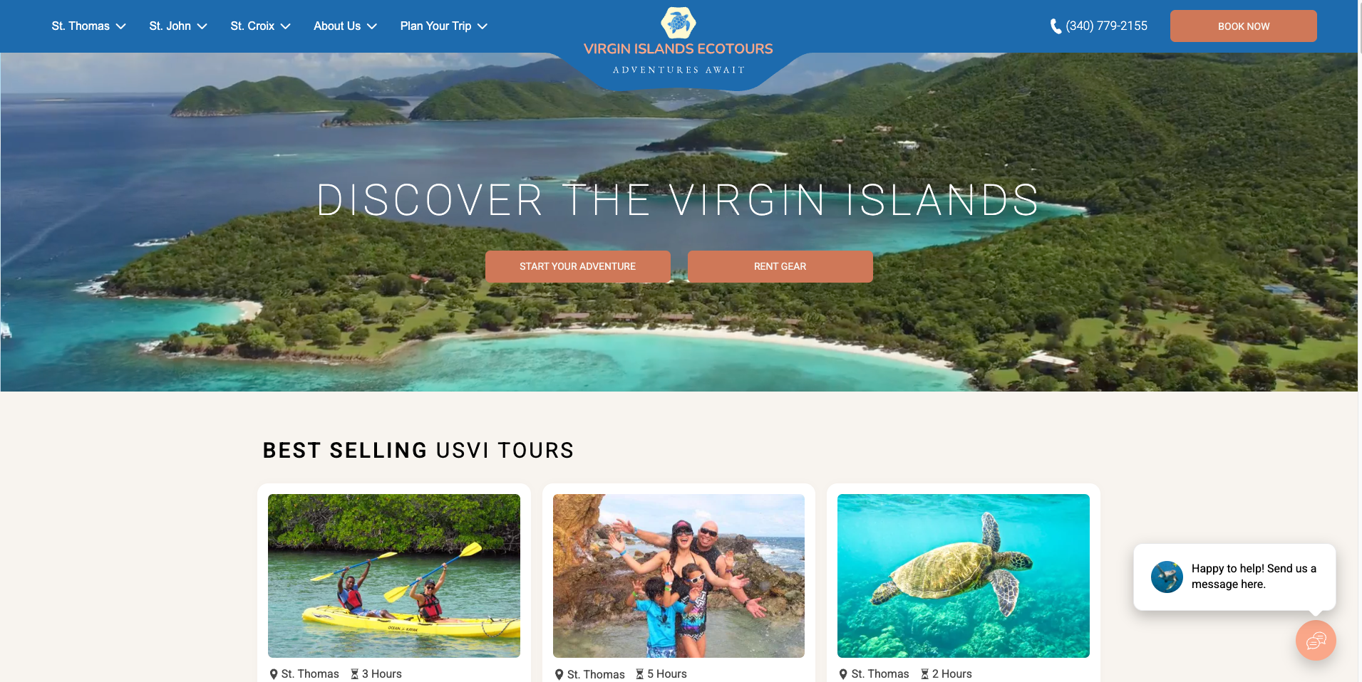 Virgin Islands Ecotours website screenshot